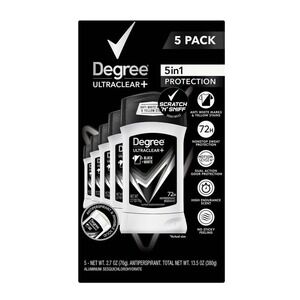 Degree Men Ultra Clear Black+White Solid Antiperspirant Deodorant‎ 2.7oz 5-pack